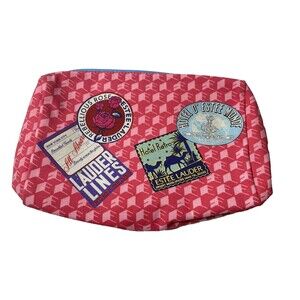 Estee Lauder Makeup Cosmetic Zipper Travel Bag Pink Stamped New york NWT